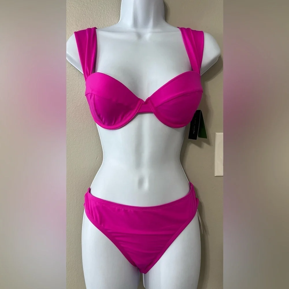 Kate Spade Bikini Set Size Small NWT Hot Pink Underwire Top 2 Piece Swimsuit